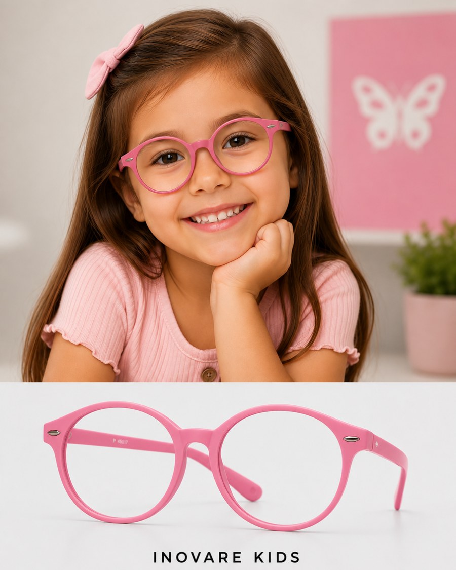 Armação infantil Inovare Kids rosa, redonda, menina