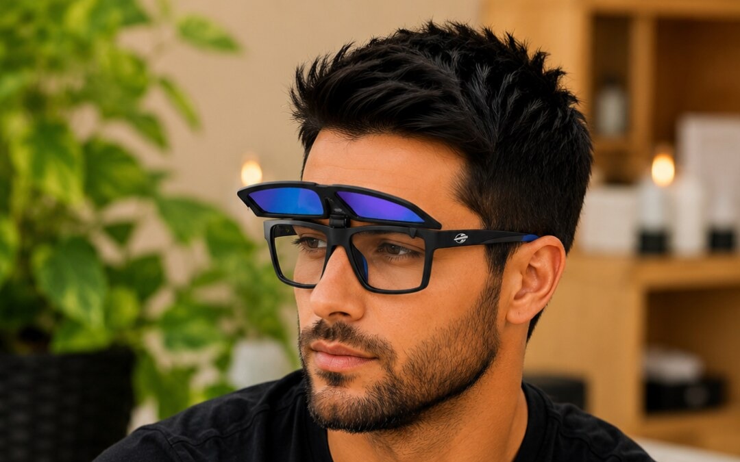 Óculos clip-on Hover Mormaii masculino com clip-on flip-up espelhado azul