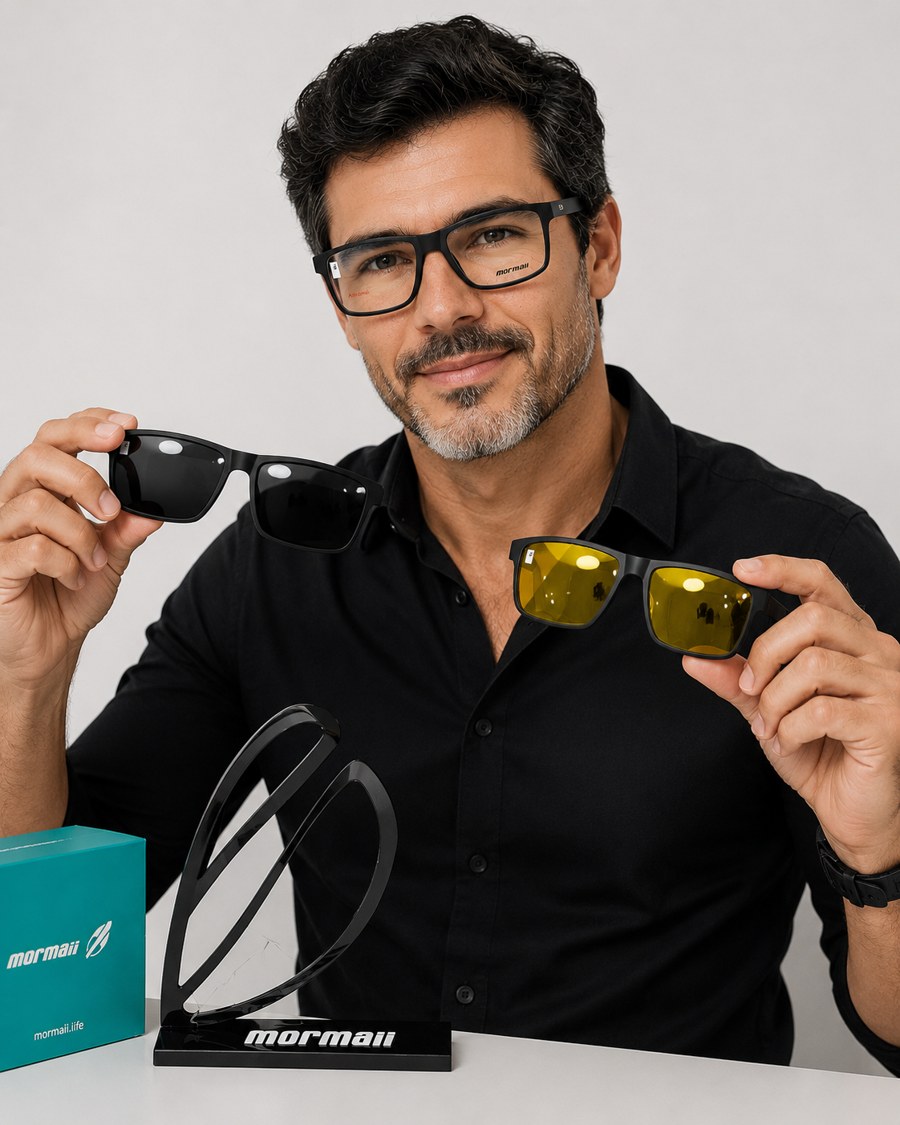 Óculos clip-on Mormaii masculino com dois clip-ons magnéticos