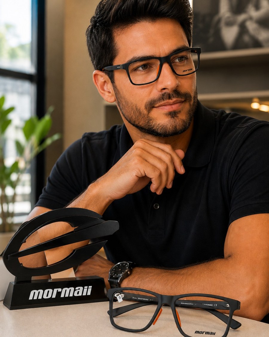 Armação de grau Mormaii masculina preta, estilo esportivo