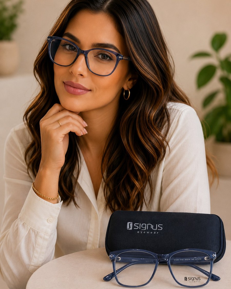 Armação de grau Signus feminina azul, estilo contemporâneo