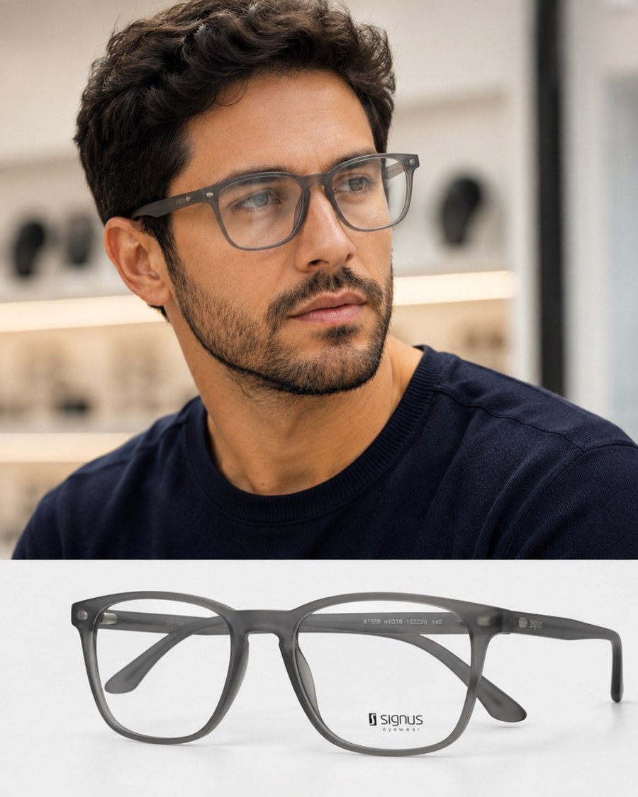 Armação de grau Signus masculina cinza, estilo moderno