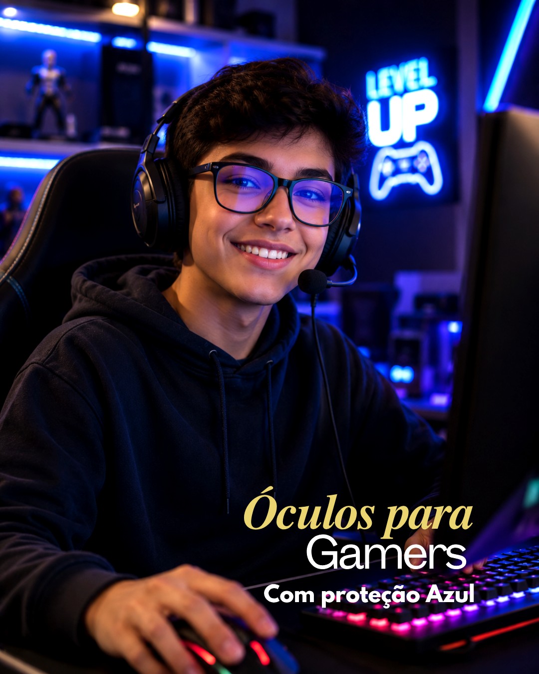 Óculos para gamers com proteção de luz azul